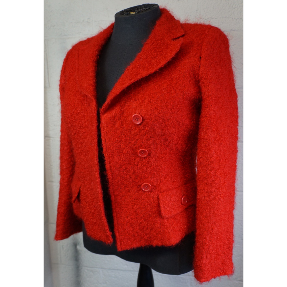 Armani Collezioni Blazer Cherry Red Mohair/Wool Blend Italy Blazer/Jacket Sz 12